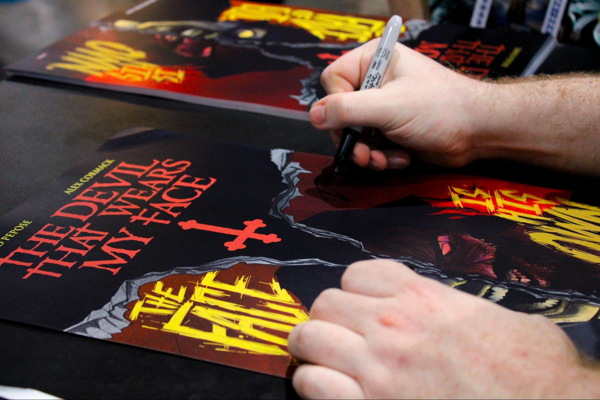 David Pepose signing and previewing the highly-anticipated, upcoming original graphic novel, The Devil That Wears My Face