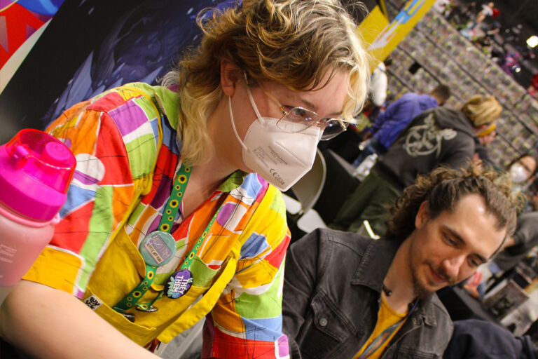 Mad Cave Studios’ 2021 Talent Search winners Anna Everts and Federico Bertoni signing Tales From Nottingham