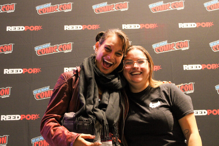 Olivia Cuartero-Briggs and Christina Harrington after announcing Fate: The Winx Saga graphic novels