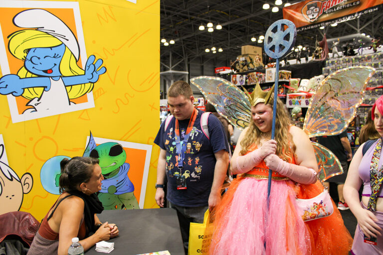Olivia Cuartero-Briggs meeting with Winx fans at her Fate: The Winx Saga bookplate signing